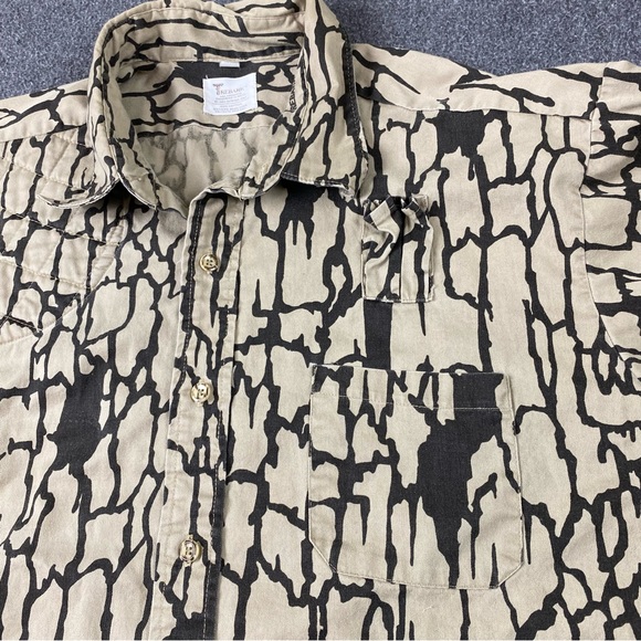 Vintage 80s Camouflage Trebark Camo Brown Hunting Pocket Polo Shirt Men’s Sz XL - Picture 3 of 12